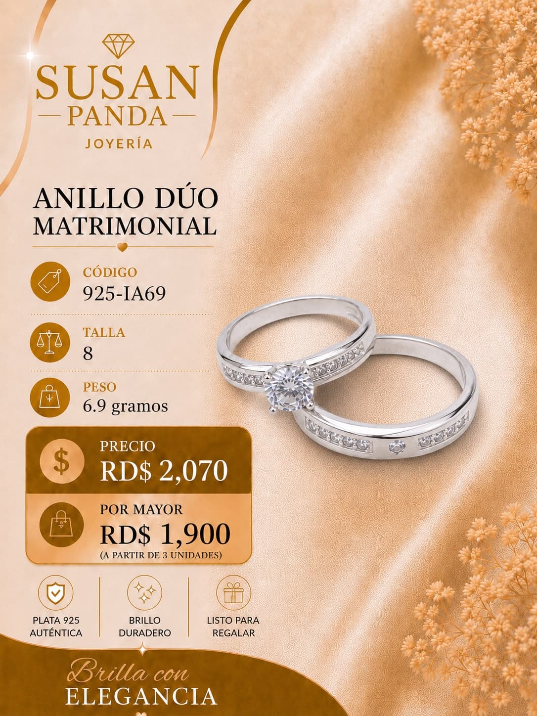 Anillo Duo Matrimonial Talla 8