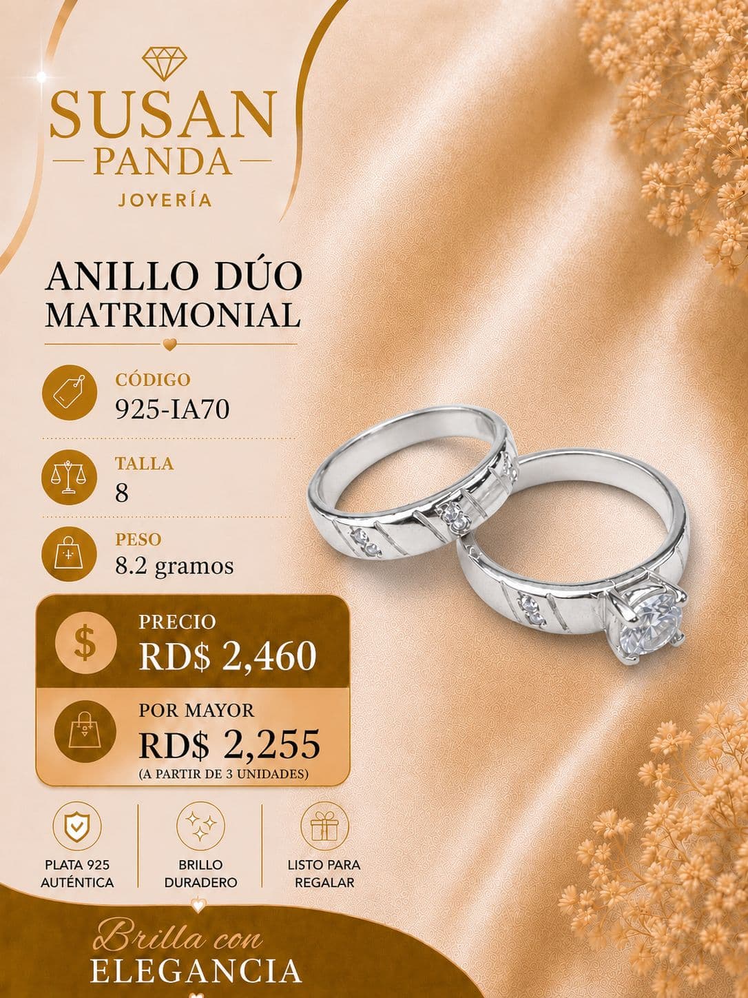 Anillo Duo Matrimonial Talla 8