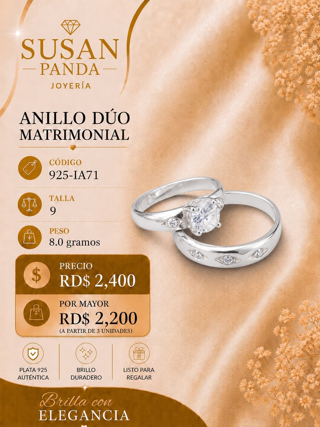 Anillo Duo Matrimonial Talla 9