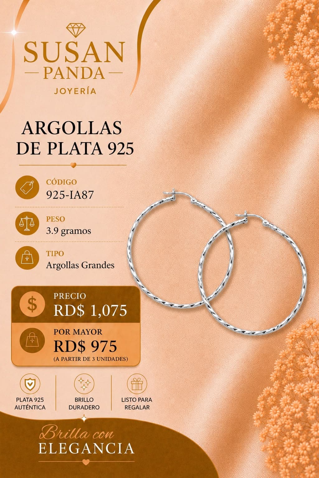 Argollas de Plata 925 Grandes