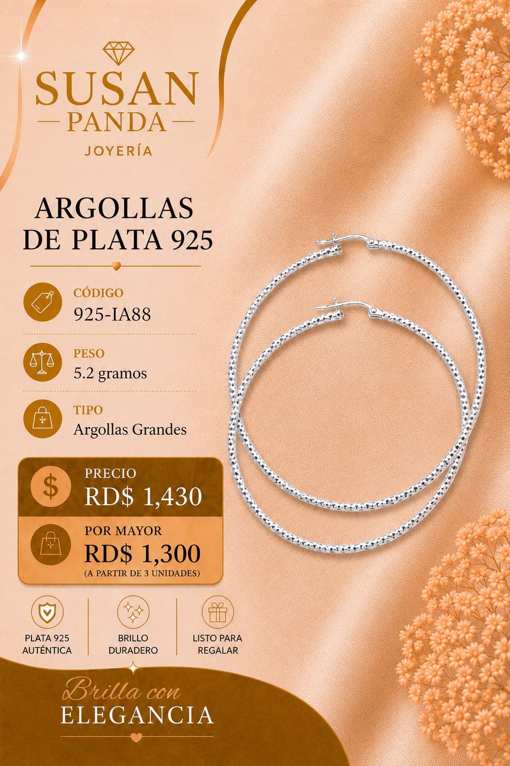 Argollas de Plata 925 Grandes