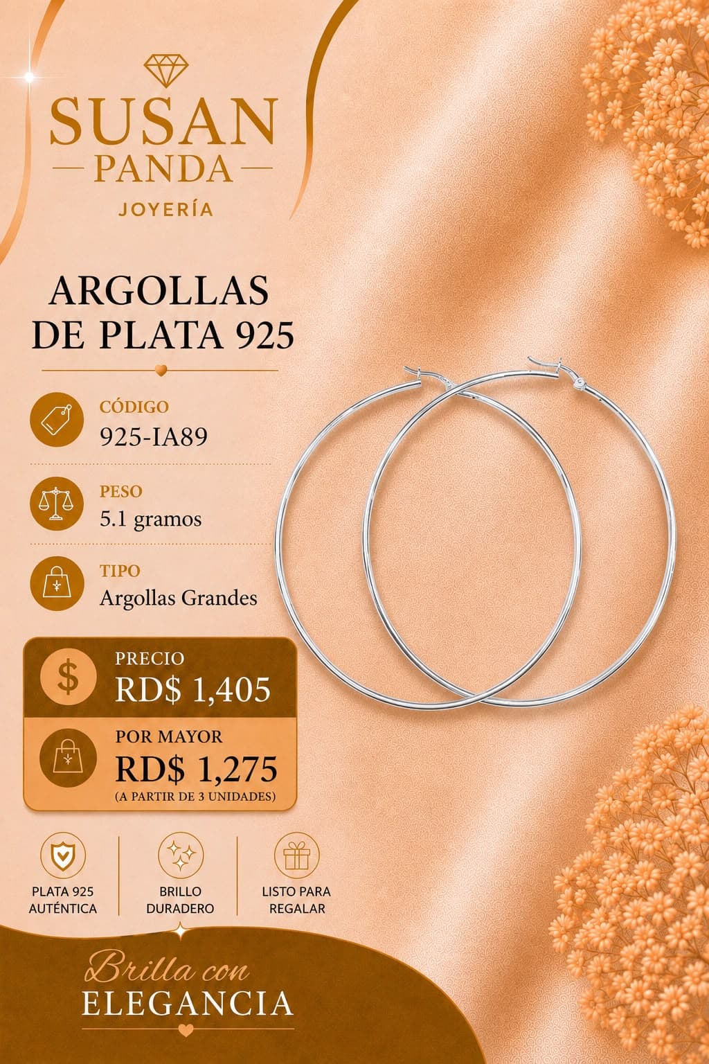 Argollas de PLATA925 Grandes