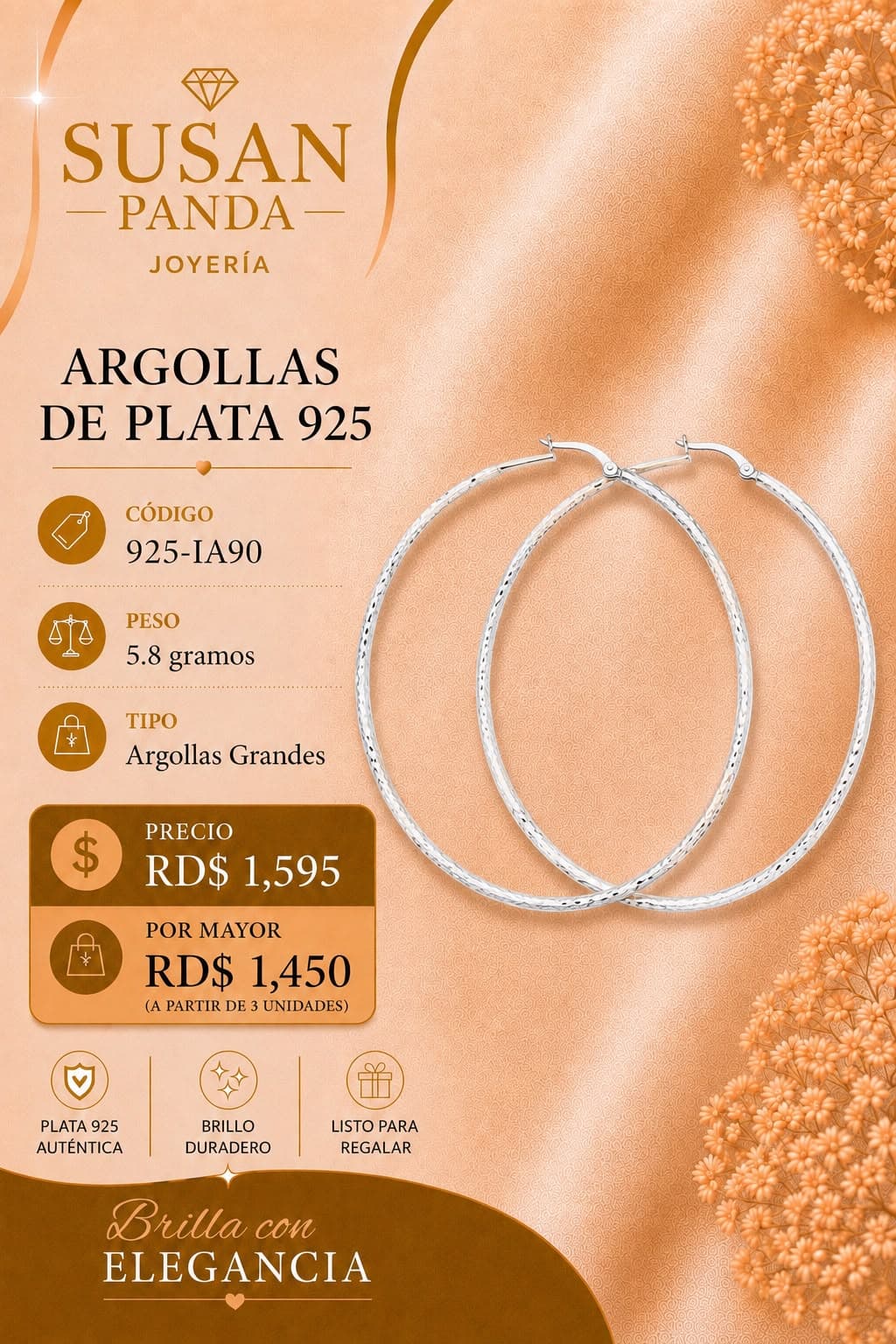 Argollas de Plata 925 Grande