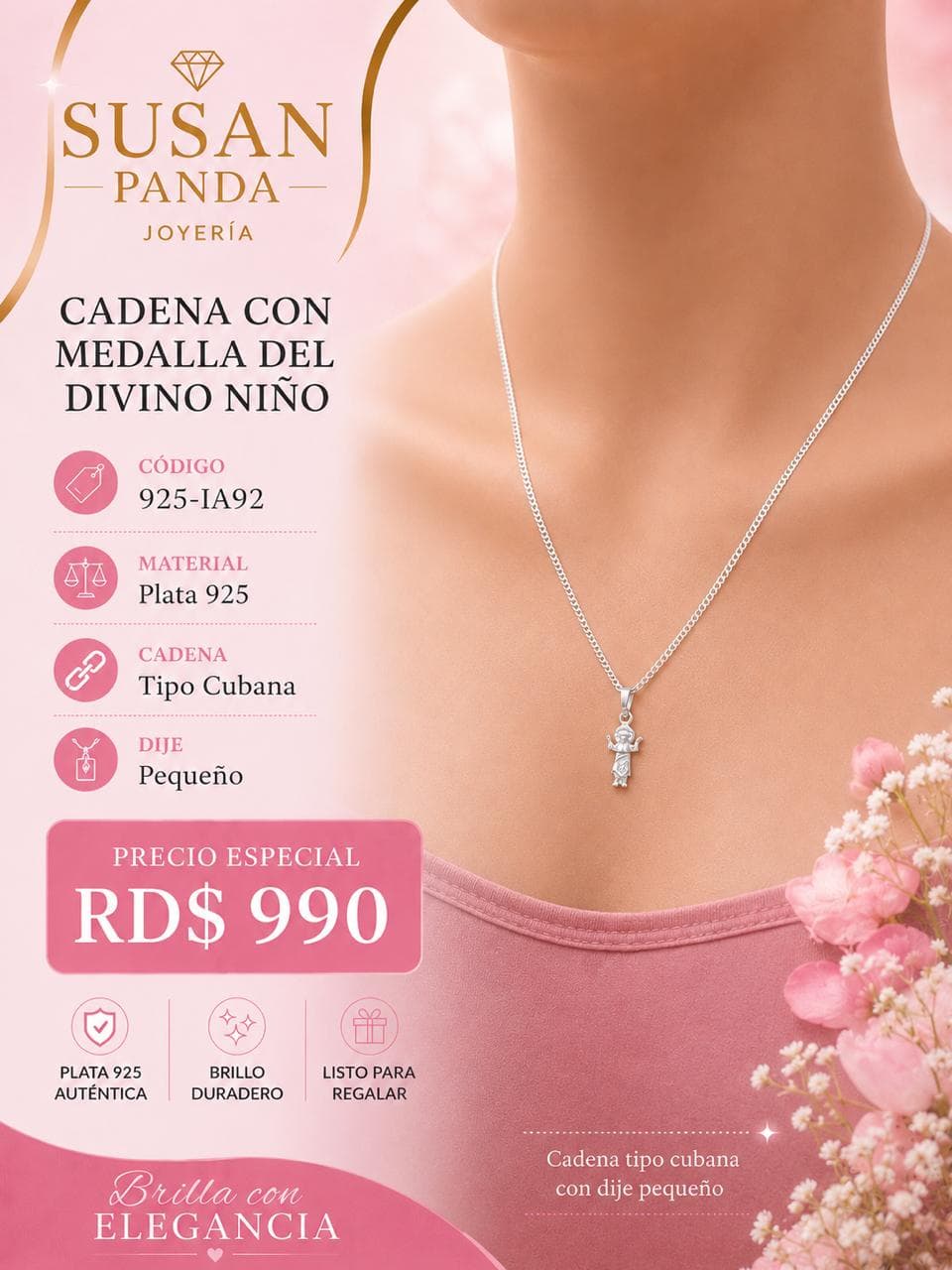 Cadena con Medalla Plata 925