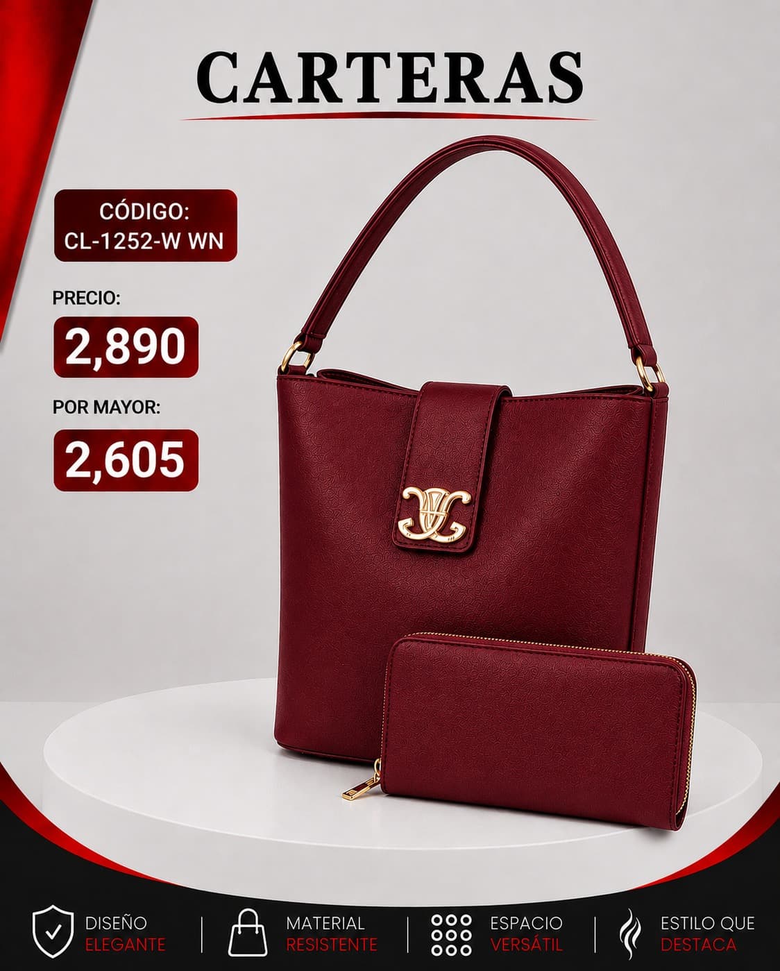 Cartera Roja CL-1252-WN