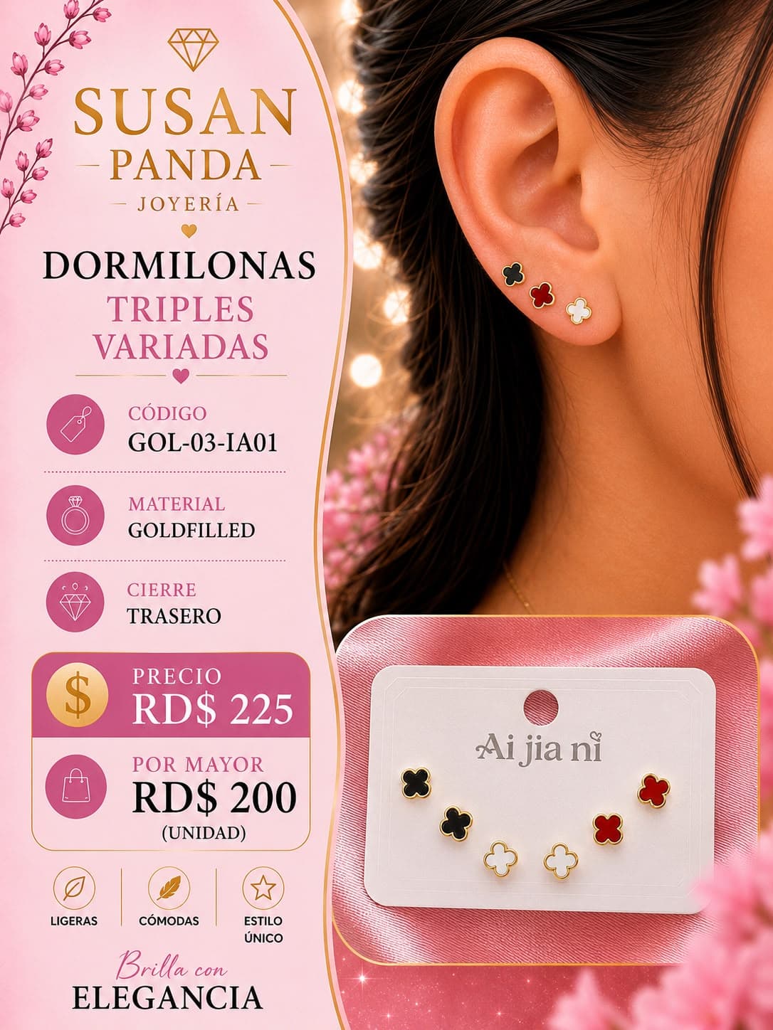 Paquetes de Aretes de Tres Pc