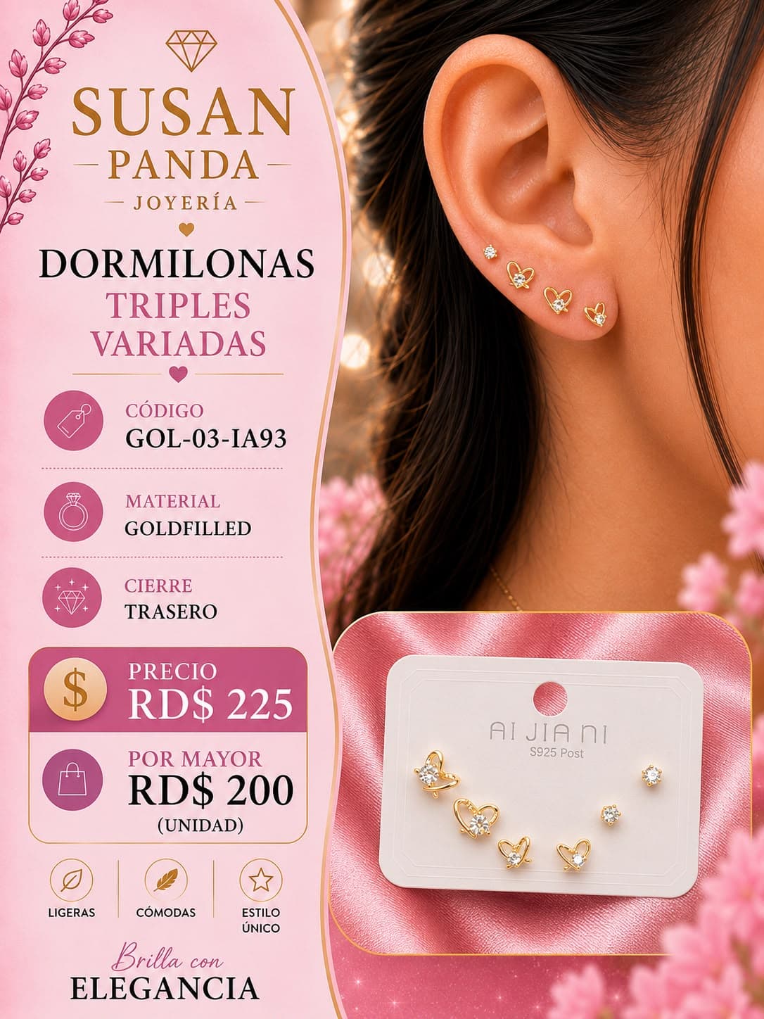 Paquete de Arete de Tres Pc Godfiller
