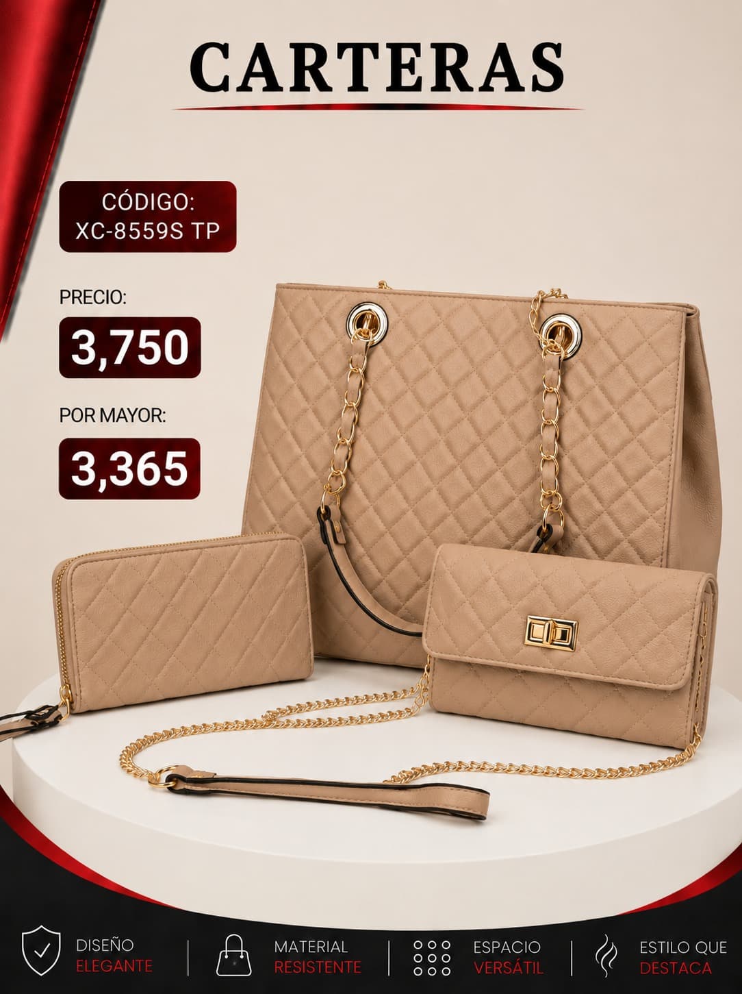 Cartera Crema XC-8559TP