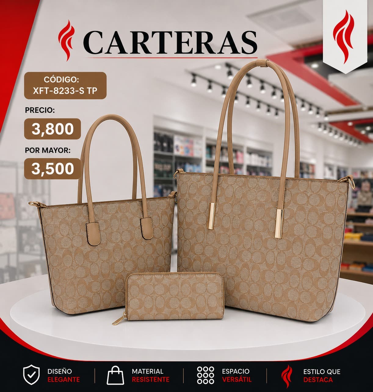 Cartera Crema XFT-8233-TP