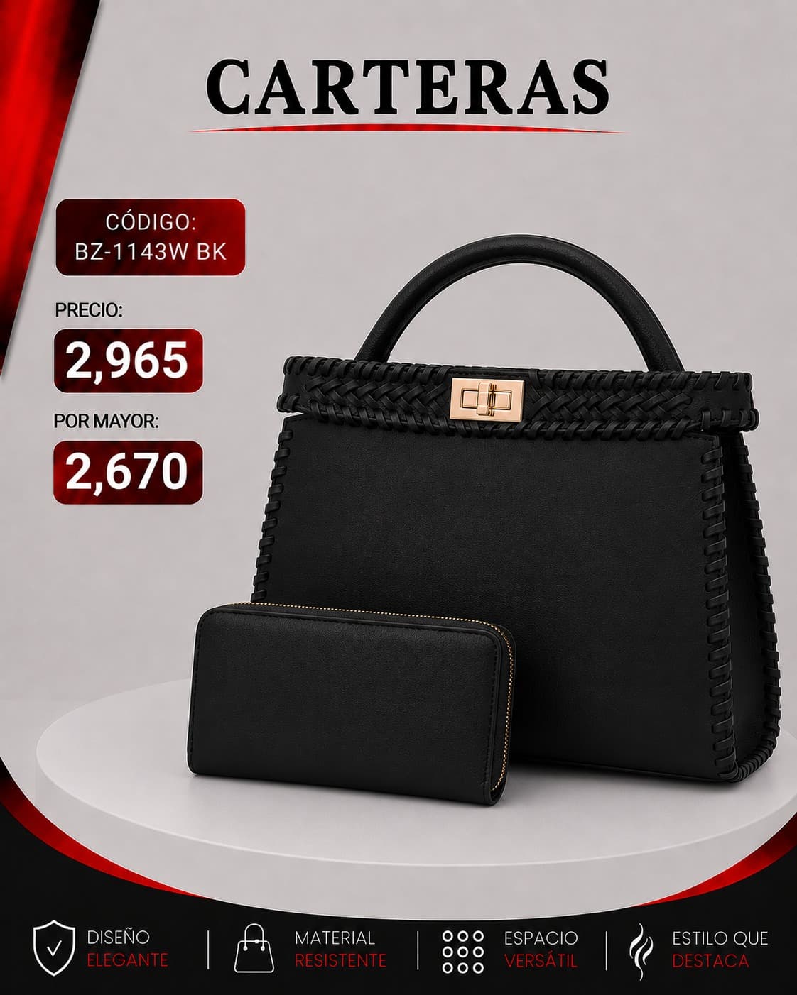 Cartera Negra BZ-1143BK
