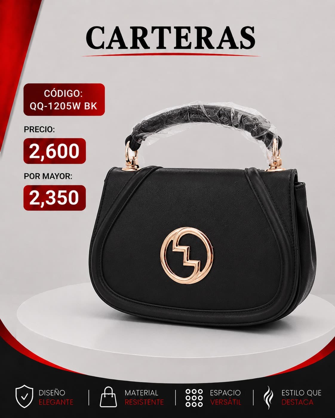 Cartera Negra QQ-1205BK