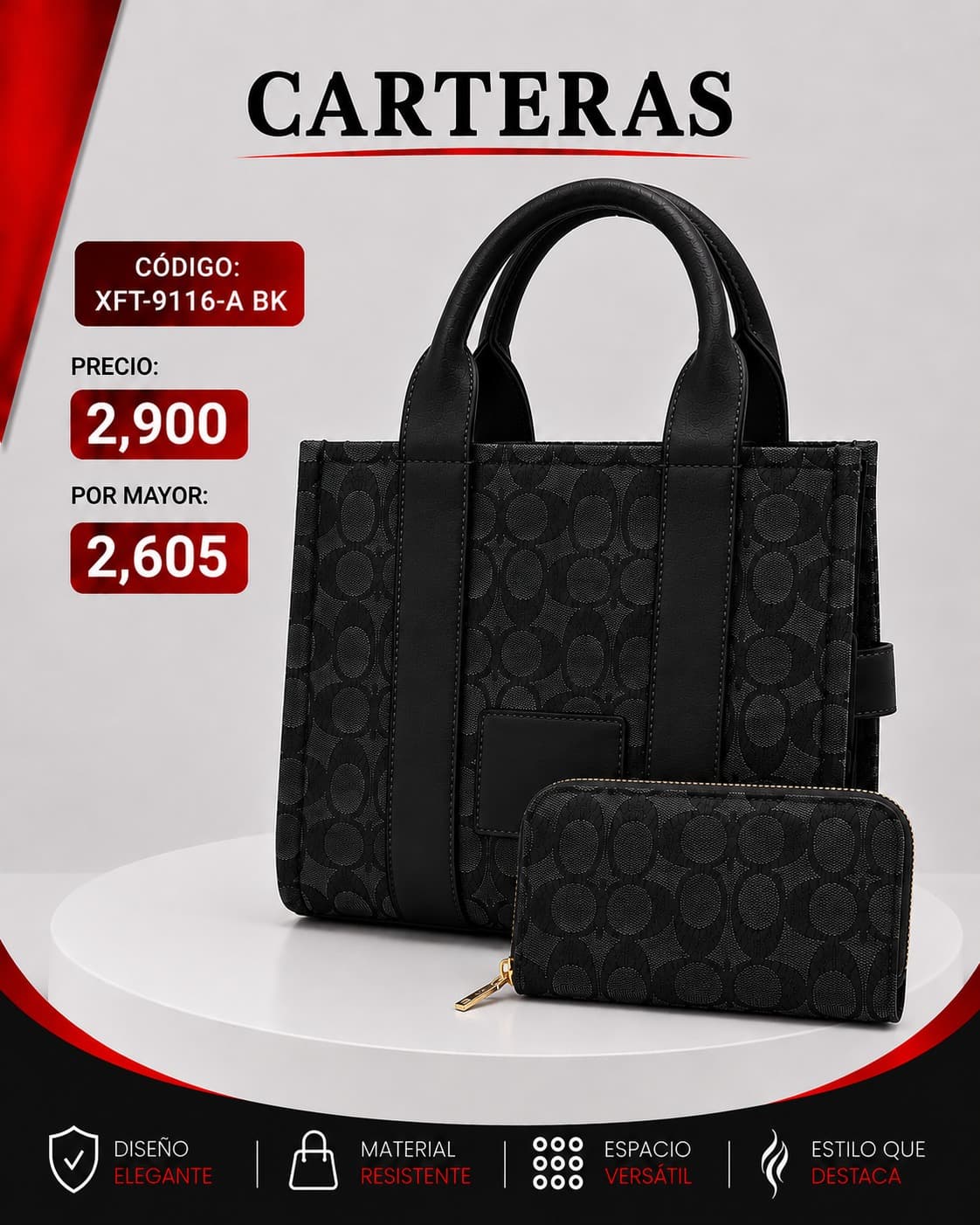 Cartera Negra XFT-9116BK