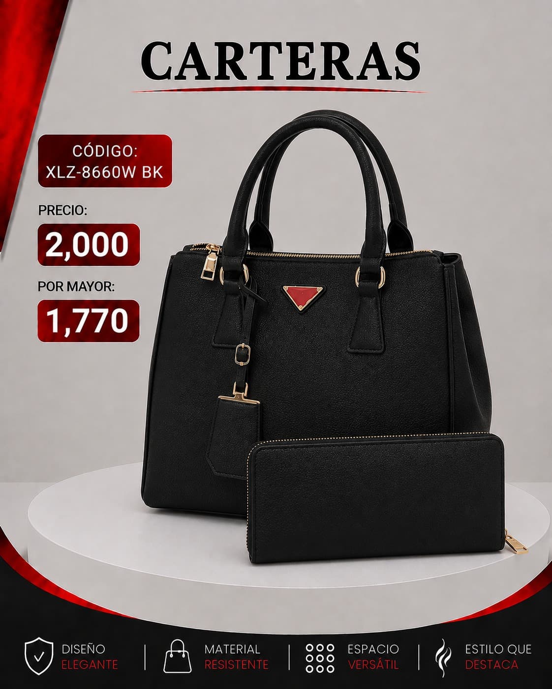 Cartera Negra XLZ-8660BK