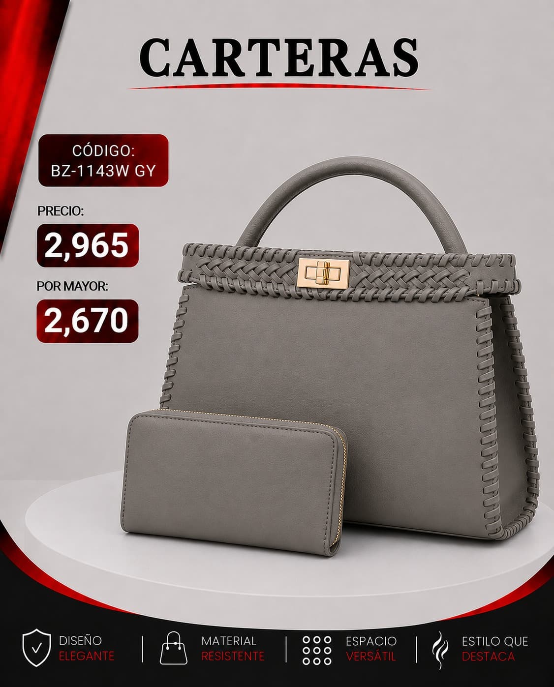 Cartera Gris BZ-1143GY